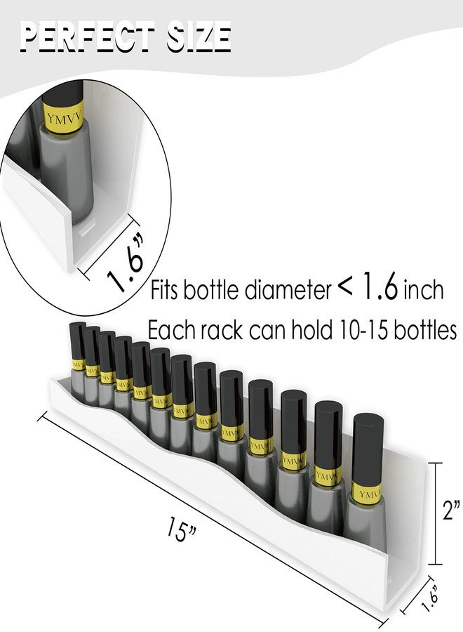 YMVV 15" Nail Polish Racks Wall Mounted Shelf,6 Pack White Acrylic Nail Polish Organizer Nail Supplies for Nail Techs,Great Display for Salons Retailers - Image 3