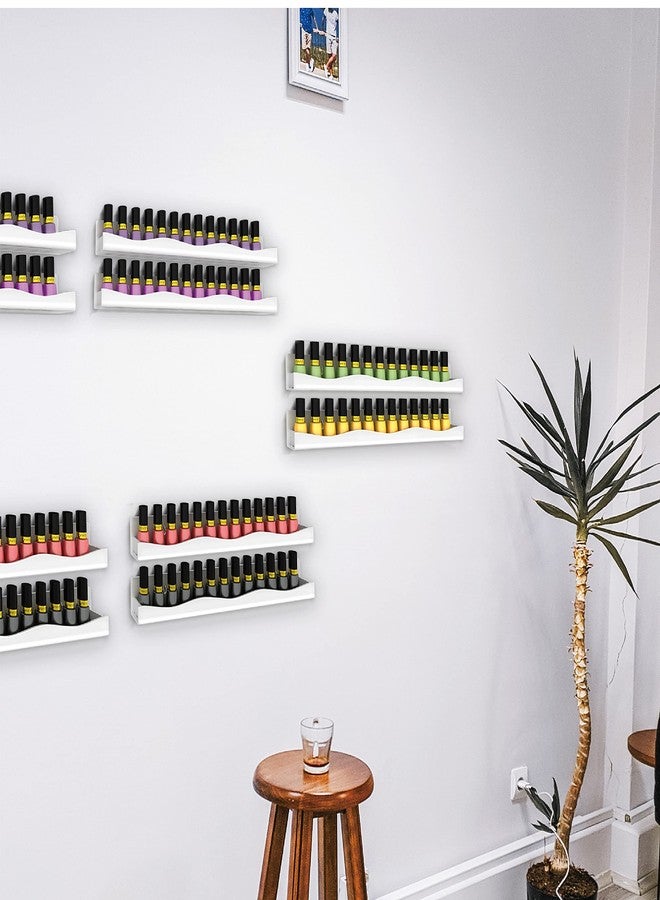 YMVV 15" Nail Polish Racks Wall Mounted Shelf,6 Pack White Acrylic Nail Polish Organizer Nail Supplies for Nail Techs,Great Display for Salons Retailers - Image 2