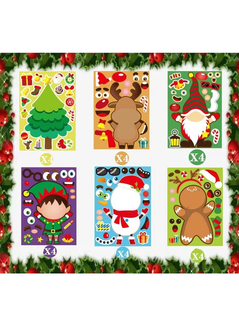 Chielor 36 Sheets Christmas Party Games Sticker for Kids, Make Your Own Gnome Gingerbread Man Snowman Santa Claus Reindeer Elf Sticker Holiday Christmas Party Game Stickers for Gifts - Image 2