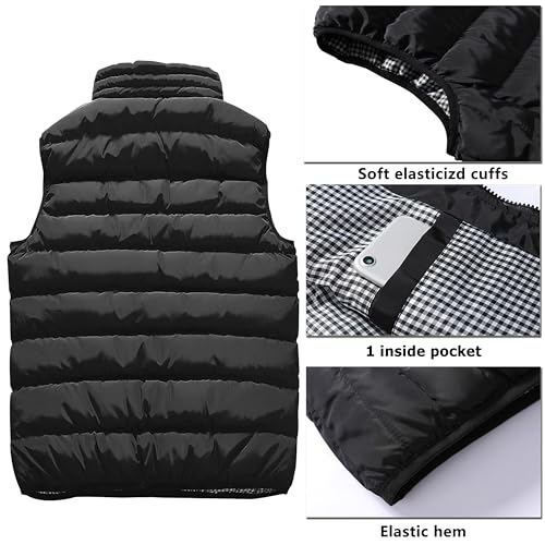 Vcansion Men's Outdoor Casual Stand Collar Vest Padded Jacket Coat Vest Army Green S - Image 4