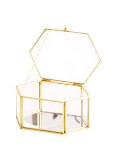 A.H Royal Art AH Royal Art Decorative Vintage Style Metal Clear Glass Mirrored Shadow Box Jewelry Display Top Lid Size 5x4x2 inch Golden  - Image 4