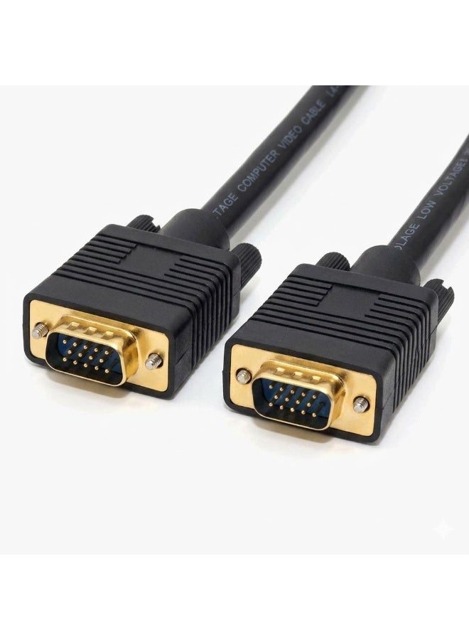 كابل VGA إلى VGA ممتاز بطول 23 مترًا (75 قدمًا) - كابل شاشة Full HD مطلي بالذهب، ذكر إلى ذكر، مع قلبين من الفريت - أسود - Image 1