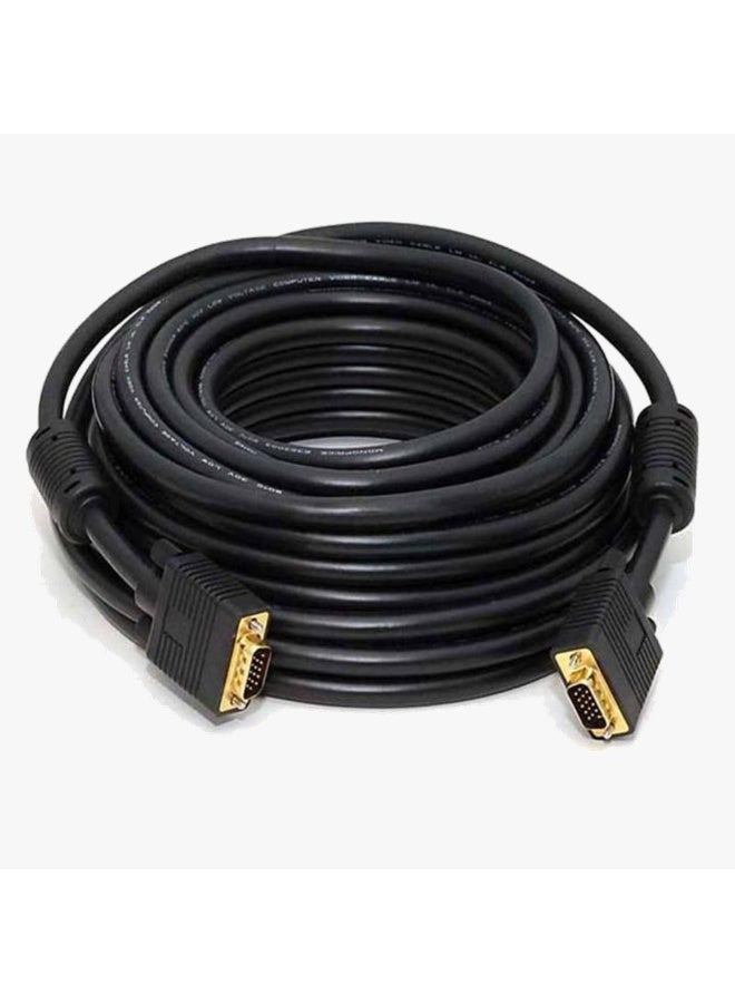 كابل VGA إلى VGA ممتاز بطول 23 مترًا (75 قدمًا) - كابل شاشة Full HD مطلي بالذهب، ذكر إلى ذكر، مع قلبين من الفريت - أسود - Image 2