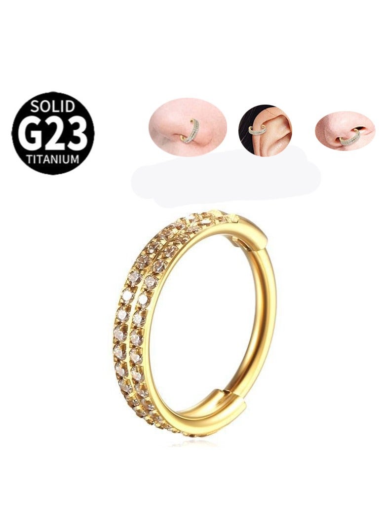 Innoshine Titanium Golden Nose  Ring  Earring Hypoallergenic  Nose Piercing Ring Secure Body Piercing Jewelry for Sensitive Skin - Image 1