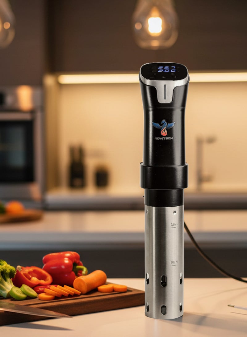 نوفيتسون جهاز طهي سوس فيد من نوفيتسون، NSV-4535B - جهاز غمر دقيق بقوة 1100 واط مع تحكم باللمس بتقنية LED، دقة ±0.5 درجة مئوية، تسخين سريع، طهي بطيء على درجة حرارة منخفضة لوجبات طرية ولذيذة - Image 2
