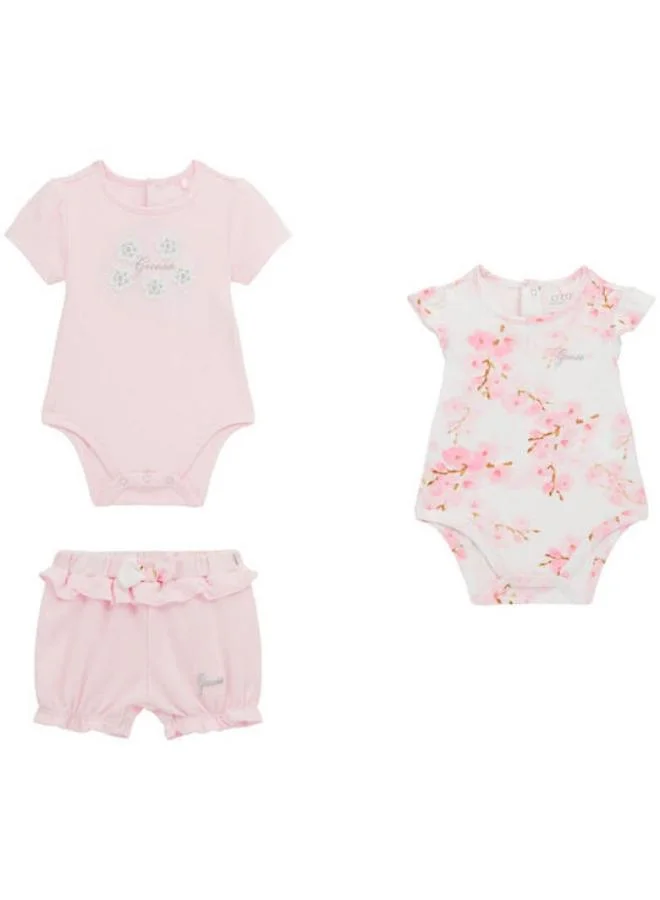 GUESS Kids 3 Pack Printed Bodysuit & Shorts Set