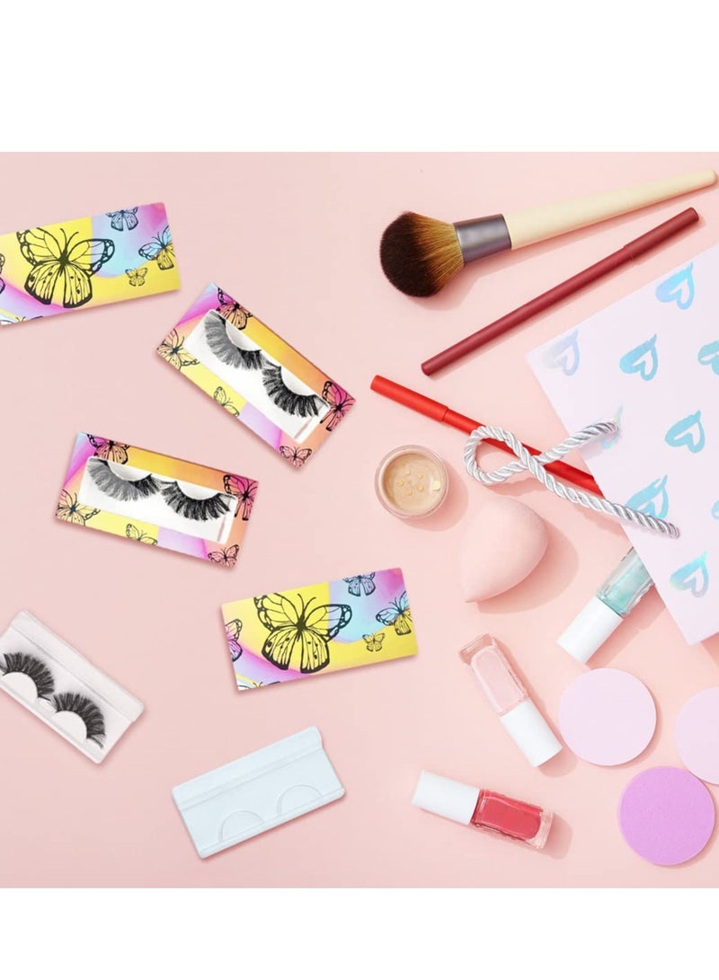 50Pcs False Eyelashes Packaging Box, False Eyelashes Storage Containers 50Pcs Packaging Box & 50 Tray Colored  erfly Prints Eyelash Box - Image 3