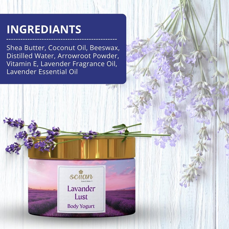 SCIIAN Lavender Body Yogurt-200g | Body Butter for Dry Skin | Oil Free Moisturizer | Body Butter for Deep Hydration & Nourish Skin with Vitamin E & Coconut Oil | Body Cream for 48hrs Moisturization - Image 3