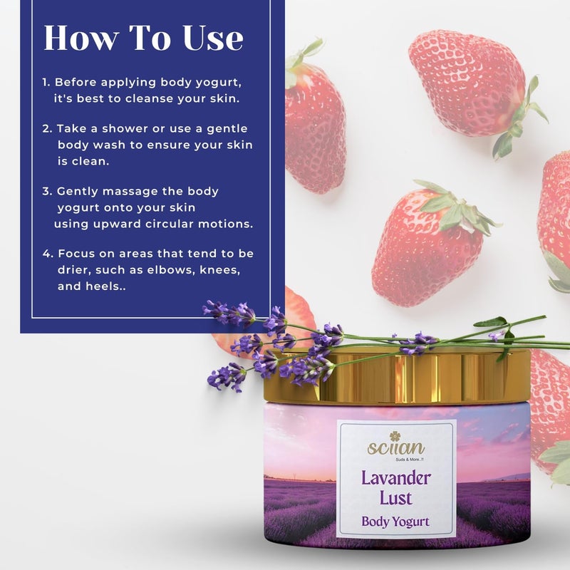 SCIIAN Lavender Body Yogurt-200g | Body Butter for Dry Skin | Oil Free Moisturizer | Body Butter for Deep Hydration & Nourish Skin with Vitamin E & Coconut Oil | Body Cream for 48hrs Moisturization - Image 5