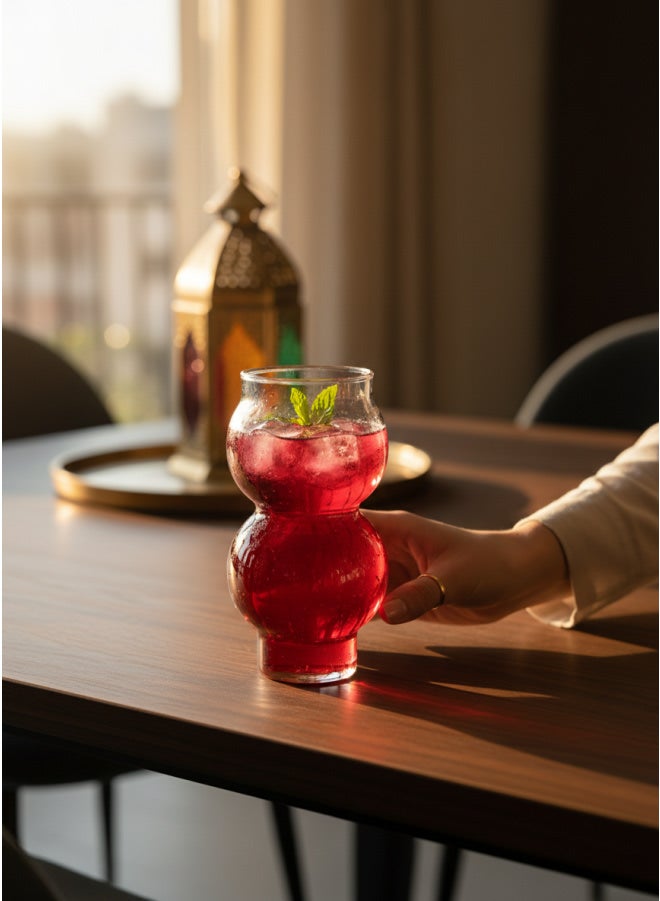 CASA HOME CasaHome Modern Pyrex Glass Curvy Tumbler Clear Double-Bulb Cup Egyptian Designer Drinkware - Image 1