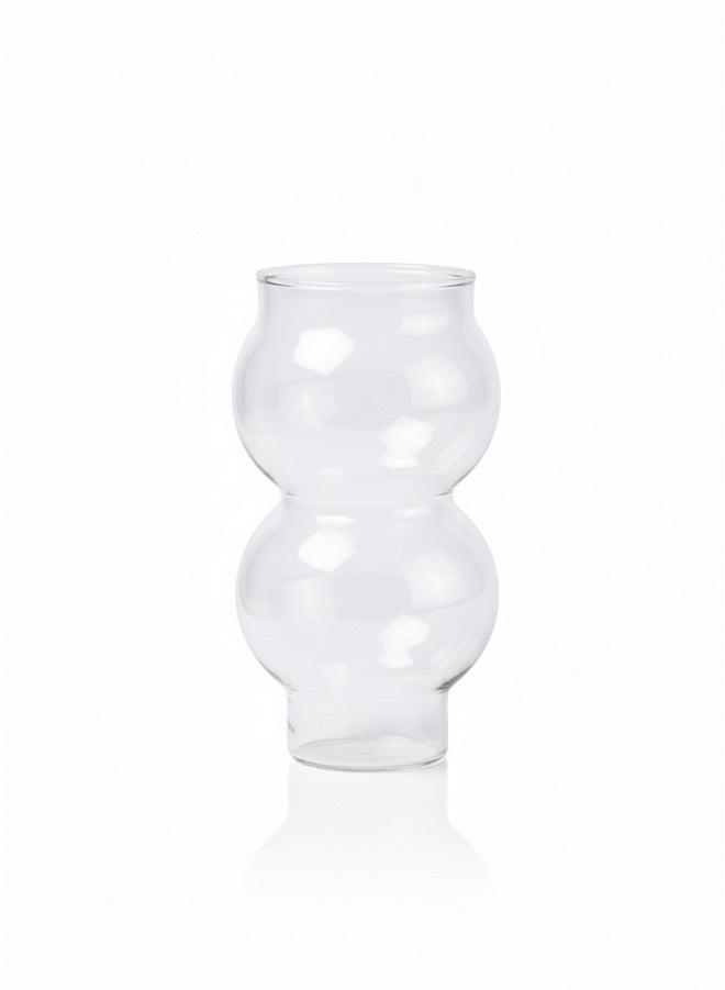 CASA HOME CasaHome Modern Pyrex Glass Curvy Tumbler Clear Double-Bulb Cup Egyptian Designer Drinkware - Image 2