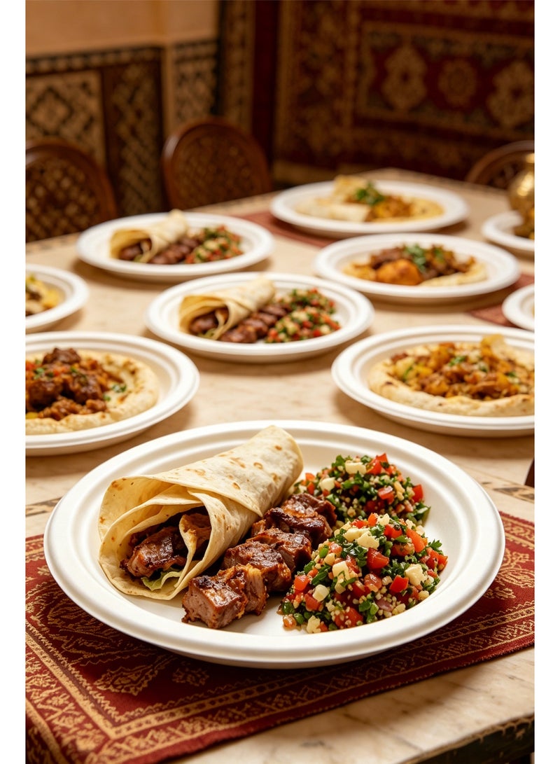 50 Pack 22cm Biodegradable Disposable Plates, Eco-Friendly Round Plates Made from Sugarcane Fiber - Image 3