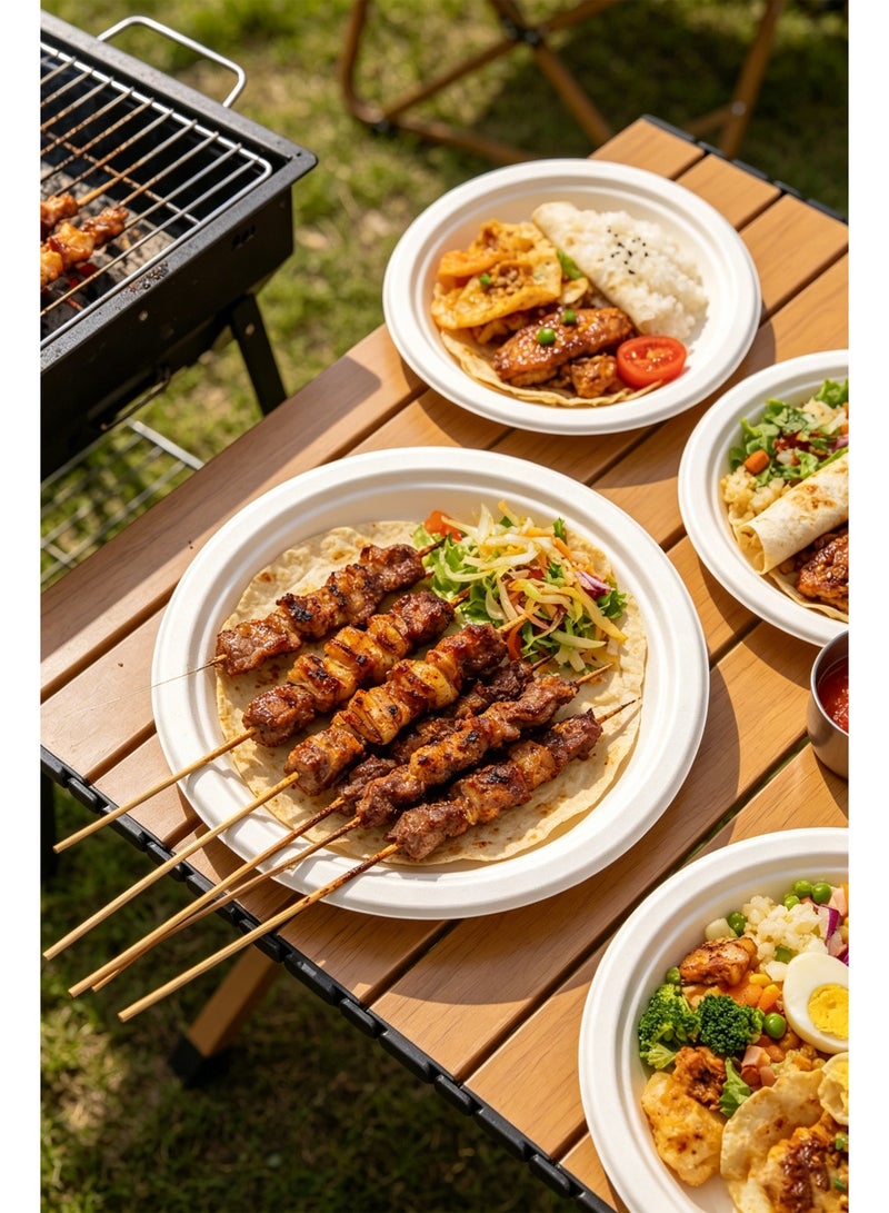 50 Pack 22cm Biodegradable Disposable Plates, Eco-Friendly Round Plates Made from Sugarcane Fiber - Image 2
