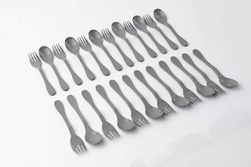 Knork Eco Plant Based 24 Pack Reusable Bamboo Flatware Set GREY