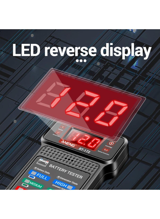 جهاز اختبار بطارية السيارة، جهاز اختبار بطاريات السيارات الرقمي ١٢ فولت، محلل شحن المولد، فولتميتر مزود بشاشة LCD ومؤشر LED، مؤشر جهد للسيارات والشاحنات والدراجات النارية والأدوات الكهربائية. - Image 4