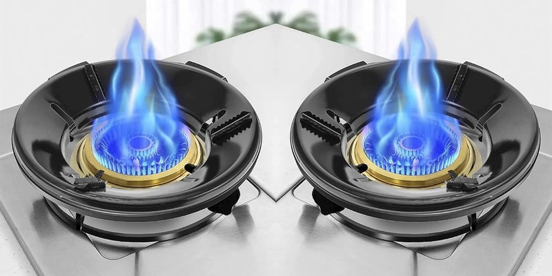 TINKDAS Pack Of 2Black Gas Saver Burner Stand Manual Gas Burner Cover Gas Saver Jali Home Gas Stove Fire Windproof Energy Saving Stand Gas Stove Max Gas Saviour Organization Storage Chula Stand - Image 1