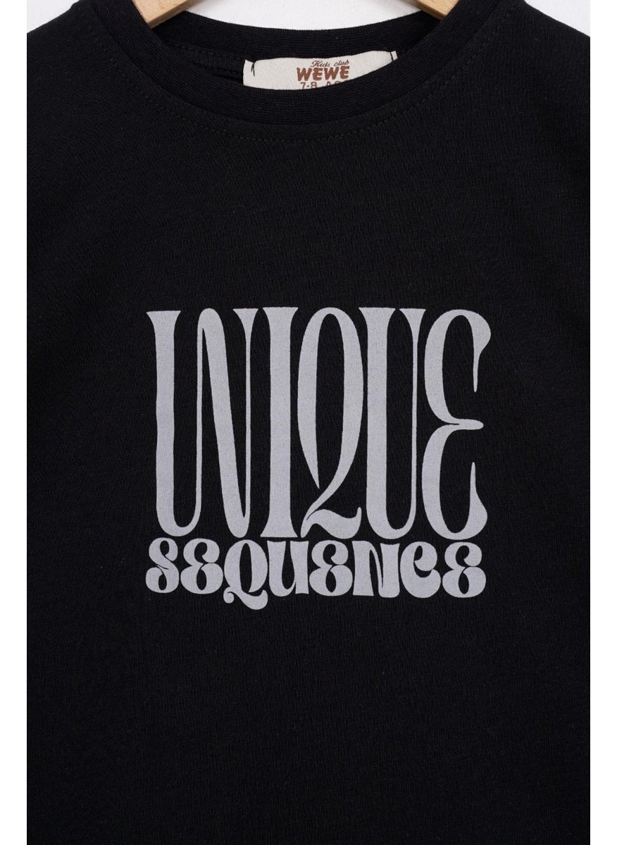 Zepkids - Black Color Boy Shorts Set with Text Print - Image 1