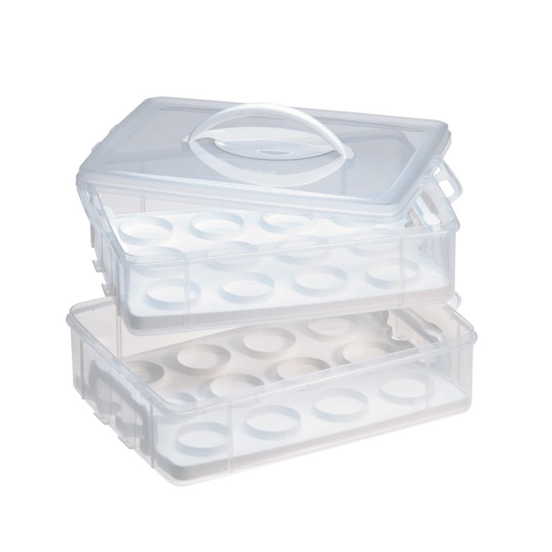 Snapware Snap 'N Stack Portable Storage Carrier with Lid for Desserts, BPA-Free Cupcake Containers, Cake Carrier with Stackable Trays, Microwave, Freezer and Dishwasher Safe - Image 1