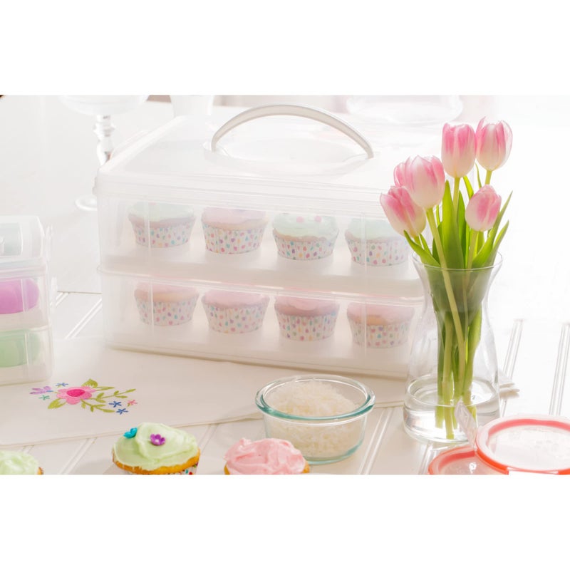 Snapware Snap 'N Stack Portable Storage Carrier with Lid for Desserts, BPA-Free Cupcake Containers, Cake Carrier with Stackable Trays, Microwave, Freezer and Dishwasher Safe - Image 2