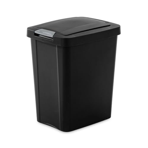 Sterilite 75 Gallon TouchTop Wastebasket Trash Can with Pop Up Lid for Kitchen Bathroom Mudroom or Office 4 Pack Black