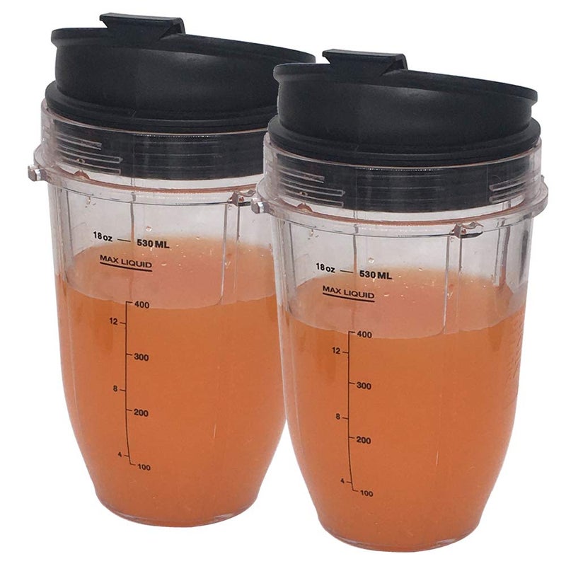 JOYSTAR 2pcs Replacement 18oz Jar cup with Sip N Seal Flip LidsCompatible with 900w 1000w Nutri Ninja Blender Auto iQ 900w 1000w Nutri Ninja Blender Auto iQ series 