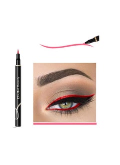 دي ان ام قلم تحديد عيون سائل ملون نيون مقاوم للماء من DNM Cat Eye Makeup قلم تحديد عيون أسود يدوم طويلاً من Make Up Comestics أدوات مكياج (أحمر)  - Image 1