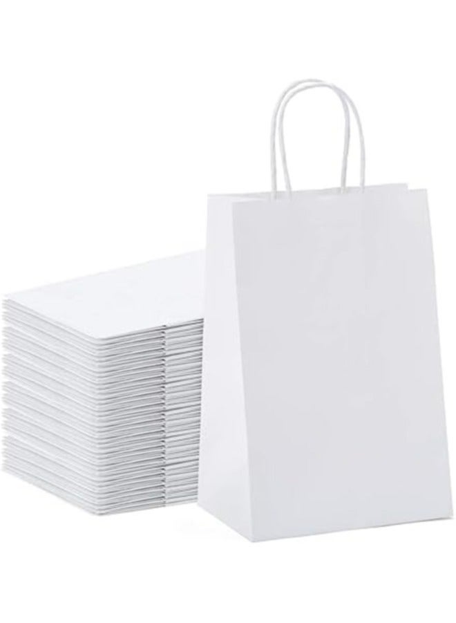 ايكواي ecoway Kraft Paper Bags - Pack Of 25 Craft Large Paper Grocery Bags With Handles For Shopping, Party, Birthday, Wedding Gift, Retail, Merchandies Ecofreindly Reusable White (32 X18 X 35 CM)  - Image 1