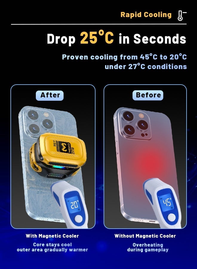 general Phone Cooler (Magnetic) : 5 Minute 12°C Cooling Rechargeable Semiconductor Mobile Cooling Fan with RGB LED & Temp Display 6-Blade Fan for Gaming/TikTok Phone Cooler – Dual Power(Wireless or plug in), 5 Min 12°C Rapid Semiconductor Cooling Fan for Mobile with Rechargeable Magnetic Design, RGB LED, Temp Display Mobile Cooling Fan for Moblie Gaming/TikTok - Image 3