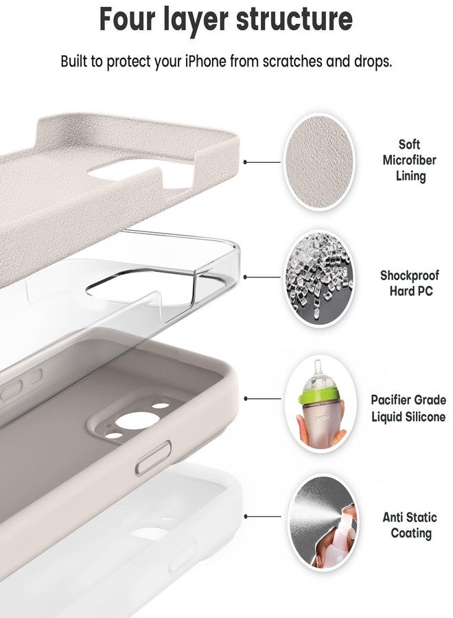 Vooii Compatible with iPhone 15 Pro Max Case, Upgraded Premium Silicone, [Camera Protection] [Soft Anti-Scratch Microfiber Lining] Shockproof Phone Case for iPhone 15 Pro Max 6.7 inch - Stone - Image 2