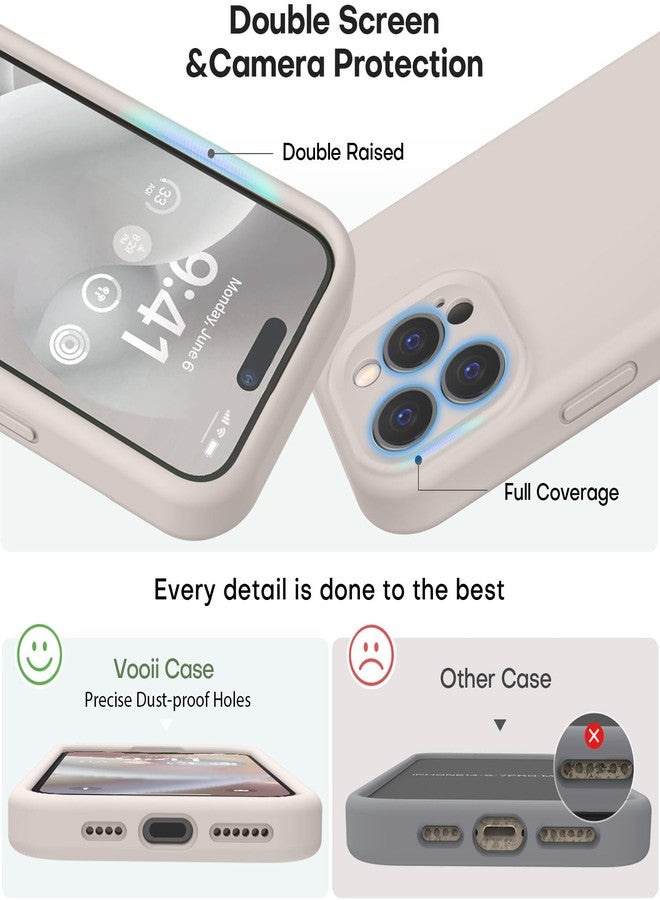 Vooii Compatible with iPhone 15 Pro Max Case, Upgraded Premium Silicone, [Camera Protection] [Soft Anti-Scratch Microfiber Lining] Shockproof Phone Case for iPhone 15 Pro Max 6.7 inch - Stone - Image 3