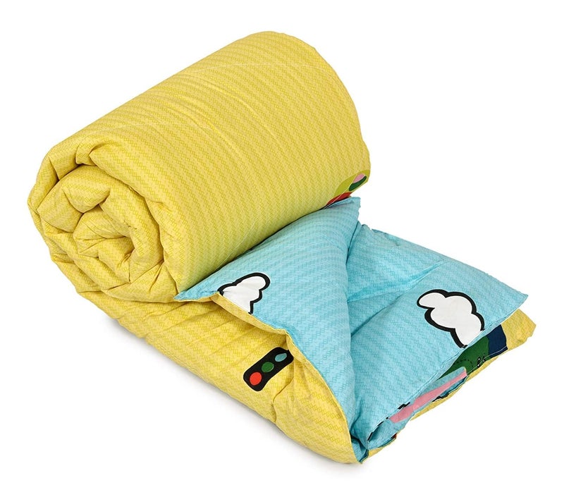 Blenzza Deco™ Glace Cotton Single Bed Reversible Babies 1 Kids Comforter & 1 Single Flat Bed Sheet with 1 Pillow Cover (Design 12) (0 to 8 Years Kids) - Image 2