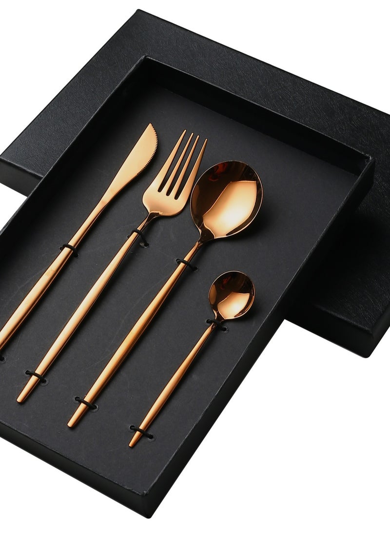 4-Piece Stainless Steel Cutlery Set Rose Gold - Image 1