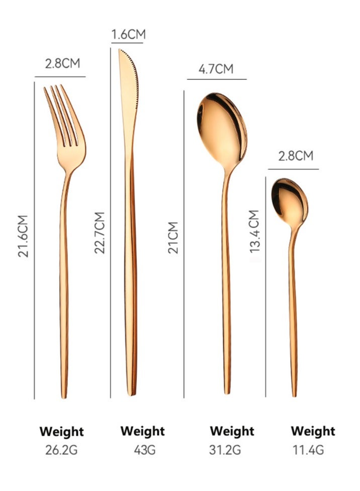 4-Piece Stainless Steel Cutlery Set Rose Gold - Image 2