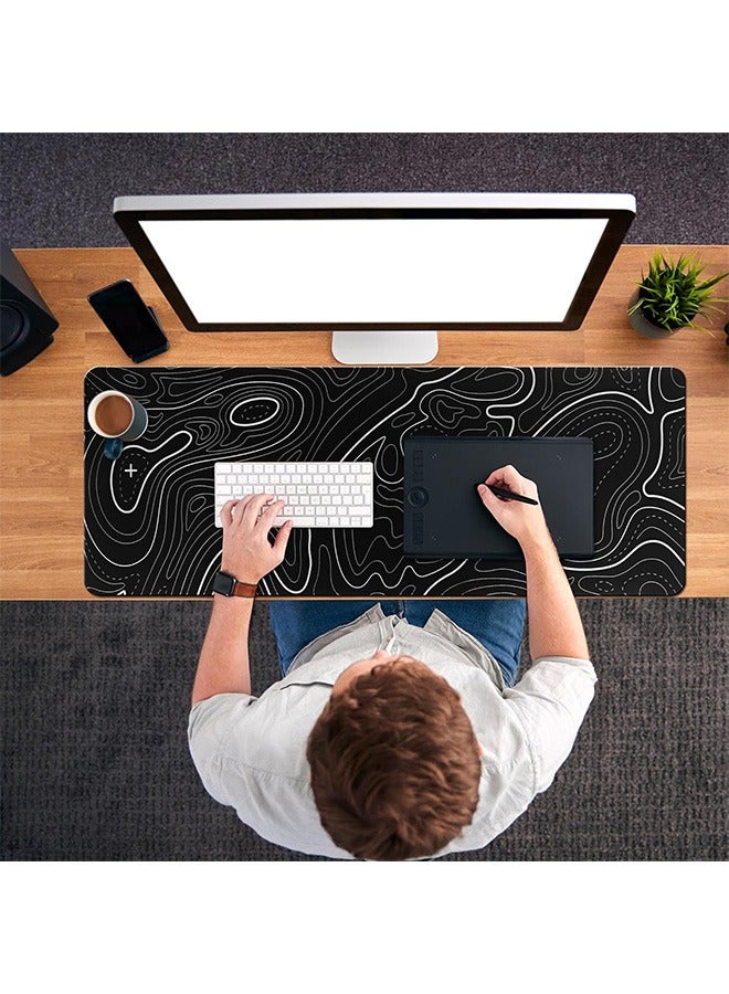 Large Mouse Pad for Home Office Work, Gaming Mouse Pad Desk Pad Soft Smooth Surface and Anti-Slip Rubber Base Waterproof Soft Cloth Mouse Mat 800 x 300 x 3MM, Black - Image 5