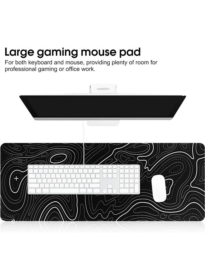 Large Mouse Pad for Home Office Work, Gaming Mouse Pad Desk Pad Soft Smooth Surface and Anti-Slip Rubber Base Waterproof Soft Cloth Mouse Mat 800 x 300 x 3MM, Black - Image 4
