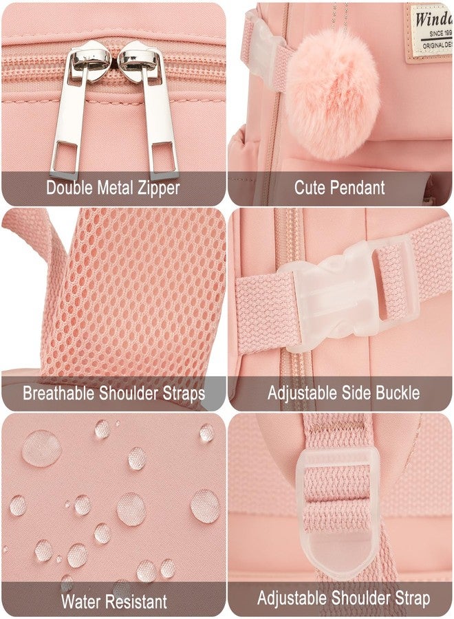 WINDARS Backpack for Teen Girls, Laptop Backpack Cute Kids Bookbag for Middle School College Students Large School Bag, Pink, 15.6 inch, Modern - Image 4