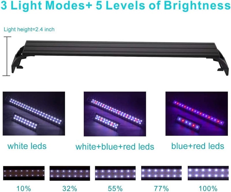 Hygger Aquariu Light, Dimmable LED Aquarium Light with Timer, Aluminum Alloy Shell Extendable Brackets, External Controller, Led Aquarium Light for Plants(14W) [Energy Class A] - Image 4