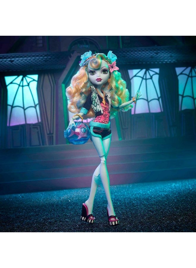 MONSTER HIGH Monster High™ Lagoona Blue Reproduction Doll (10.5 in) Wearing Original Fashion & Shoes, with Pet, Doll Stand & Accessories, Gift for Collectors - Image 2