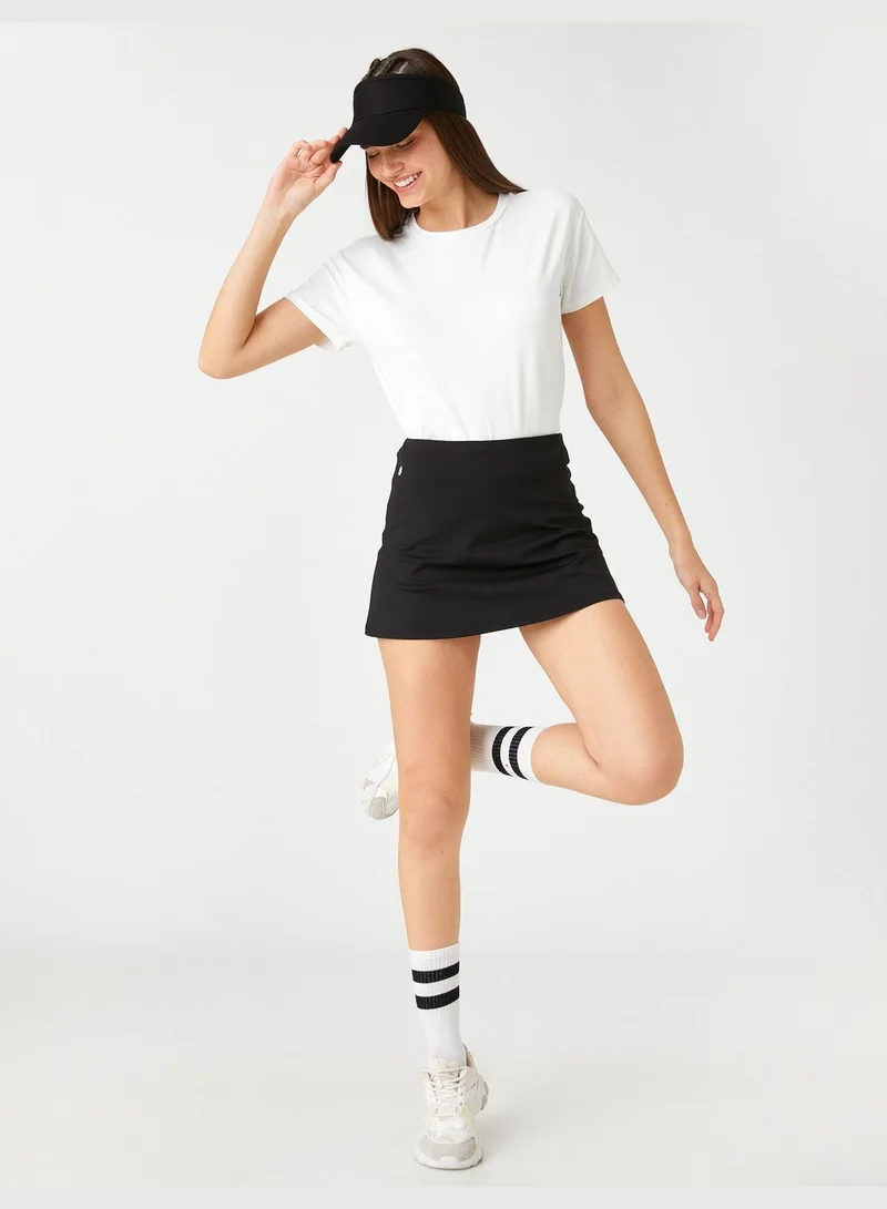 KOTON Crop Sport T-Shirt Short Sleeve Crew Neck