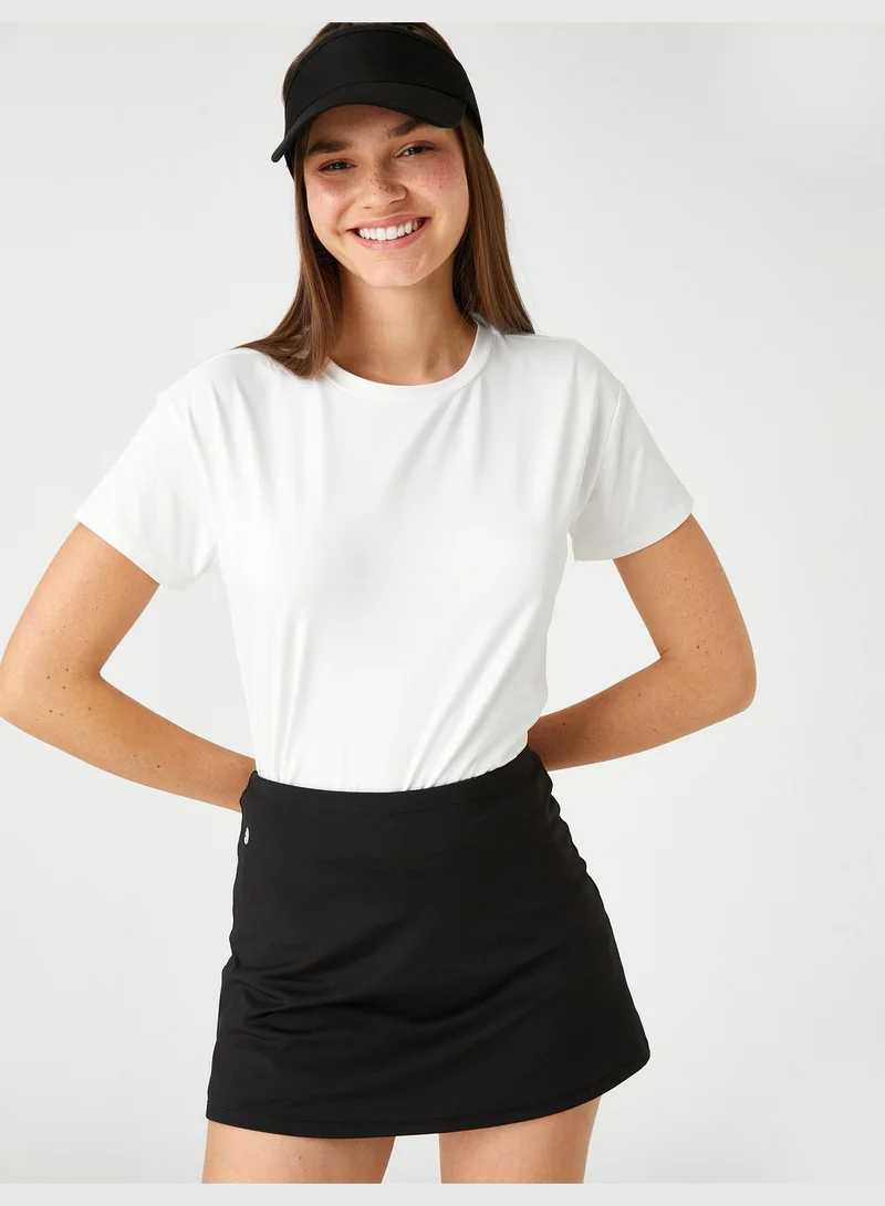 KOTON Crop Sport T-Shirt Short Sleeve Crew Neck