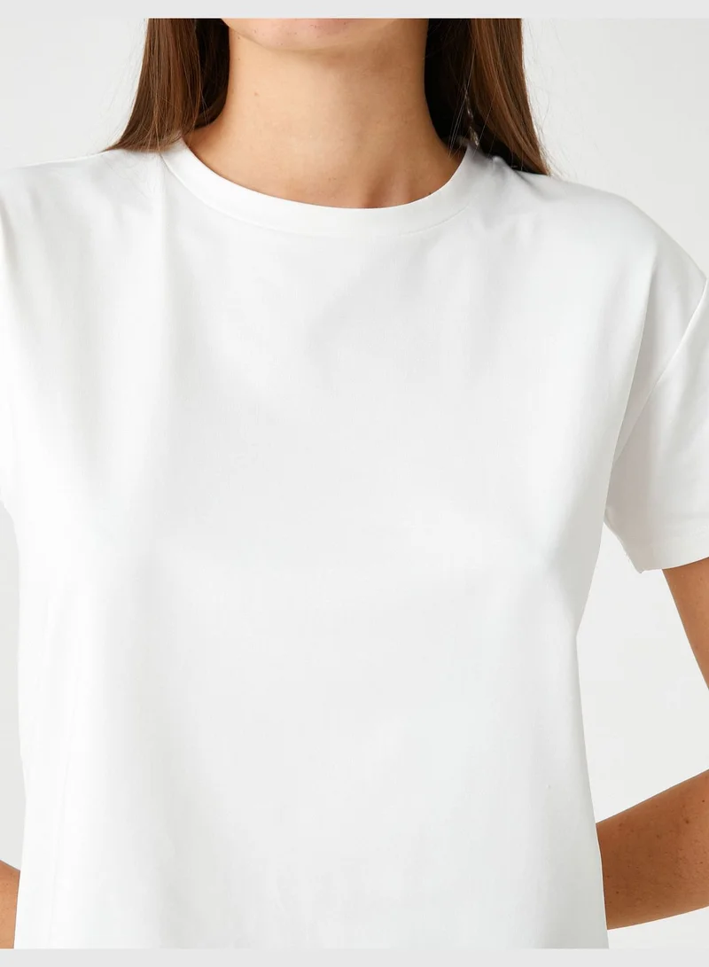 KOTON Crop Sport T-Shirt Short Sleeve Crew Neck