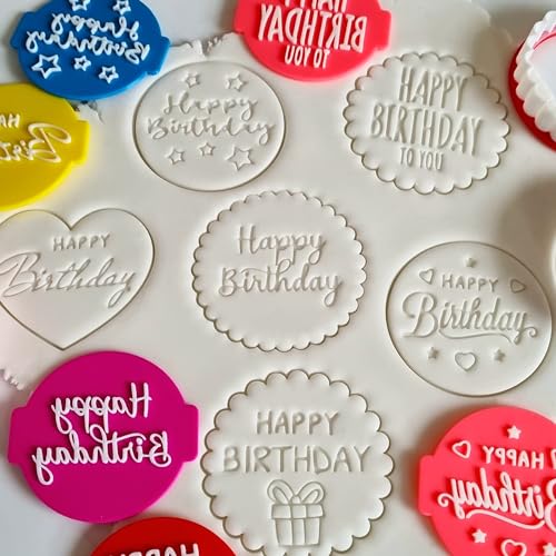 1066 Factory Happy Birthday Embosser Stamp for Icing Fondant Frosting Sugar Paste Cupcake Cake Cookie Baking Decoration (Pattern 1) - Image 4