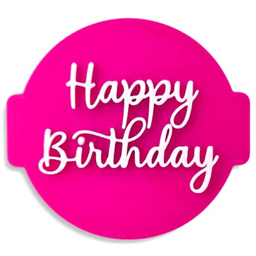 1066 Factory Happy Birthday Embosser Stamp for Icing Fondant Frosting Sugar Paste Cupcake Cake Cookie Baking Decoration (Pattern 1) - Image 1