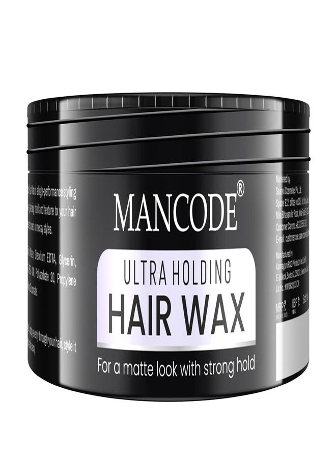 MAN CODE Mancode Ultra Holding Hair Wax for Men 100ml | Matte Look with 24 hrs Strong Hold Level 7 | Matte Finish & No Greasy Residue Styling Hair Wax 100gm - Image 1