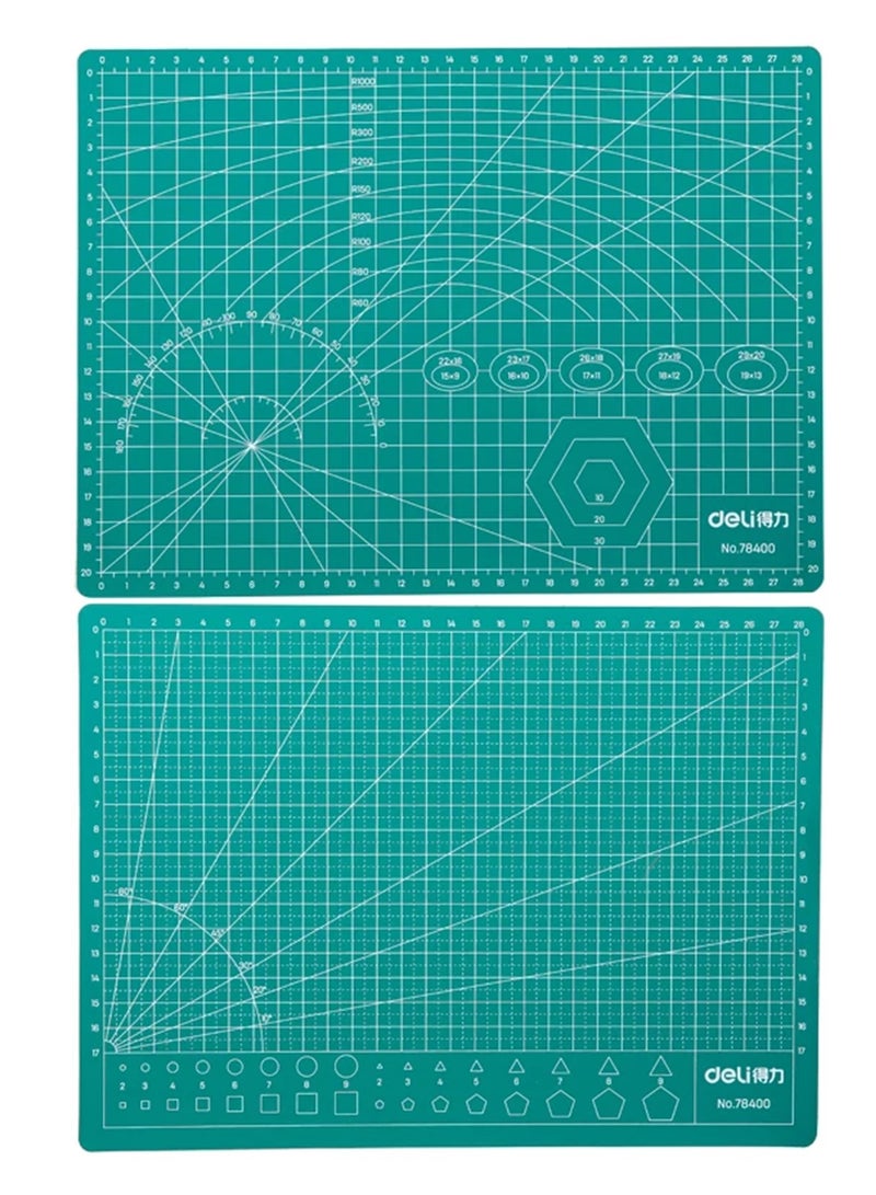 Deli سجادة قص مزدوجة الجوانب بحجم A4، خضراء - Image 1
