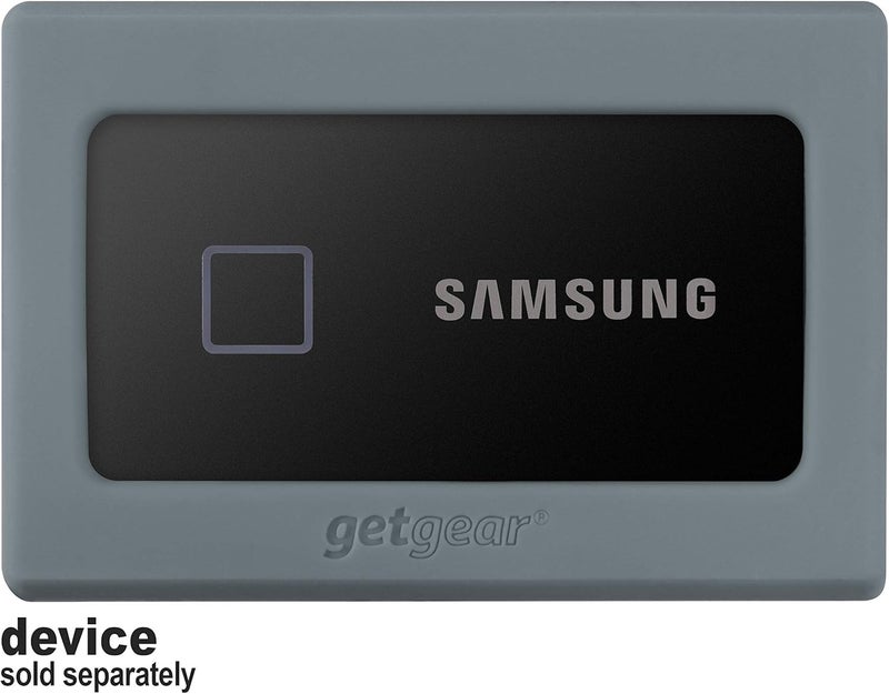GETGEAR Silicone Bumper for Samsung T7. T7 Touch Portable SSD - 1TB, 2TB, 500GB, USB 3.2, Strong-Shock Absorbing, Slip-Resistant- Black (Gray) - Image 2