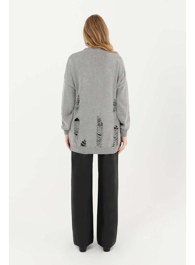 Soul Women's Torn Knit Tunic - 32034TUN - GREY. - Image 3