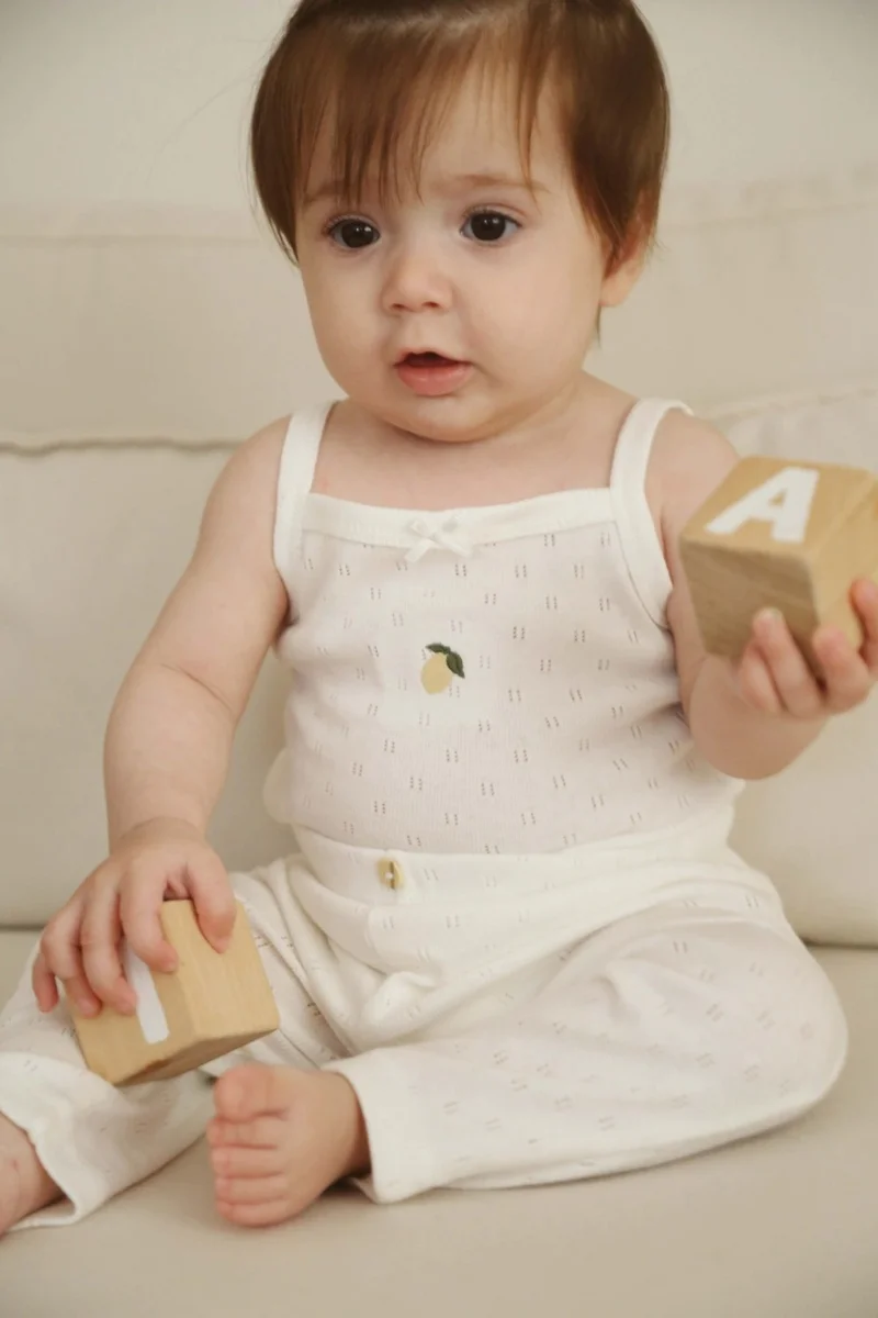 Ohlala Koala Lemon Embroidered Baby Rope Suspender - Tights Set