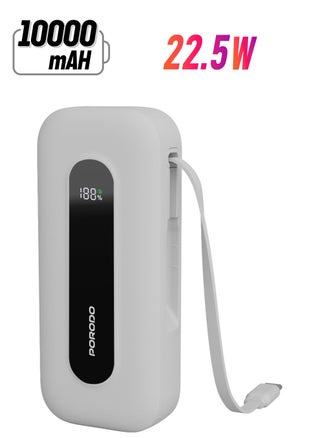 10000mAh - Built in Cable - White