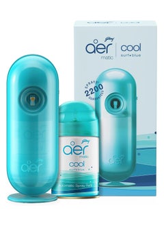 Godrej Aer Matic Automatic Air Freshener Auto Spray Kit With Flexi Control Cool Surf Blue 225ml  - Image 1